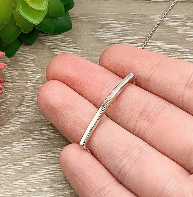 Sterling Silver Tube Necklace, Dainty Balance Tube Pendant, Minimalist Jewelry for Her, Simple Layering Necklace, Gift for Friend