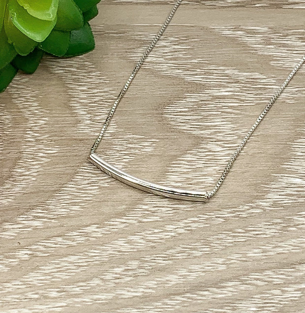 Sterling Silver Tube Necklace, Dainty Balance Tube Pendant, Minimalist Jewelry for Her, Simple Layering Necklace, Gift for Friend