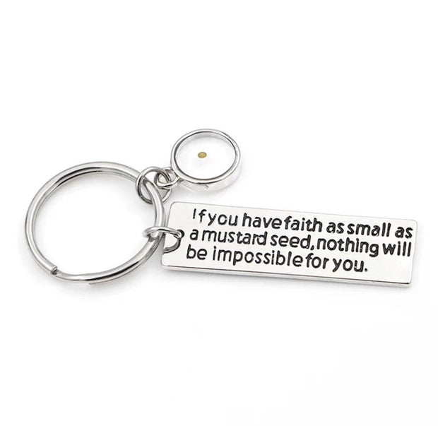 Faith Like a Mustard Seed Keychain, Matthew 17:20 Bible Verse, Believe Keyring, Gift for Godmother, Infertility Struggle Gift, IVF Survivor