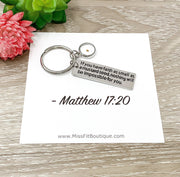 Faith Like a Mustard Seed Keychain, Matthew 17:20 Bible Verse, Believe Keyring, Gift for Godmother, Infertility Struggle Gift, IVF Survivor