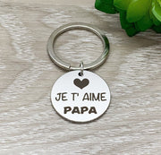 Je T’aime Papa Gift, Dad Keychain, Papa Keychain, Gift for Papa, Grandpa Keychain, Gift from Son, Gift for Him, Fathers Day Gift