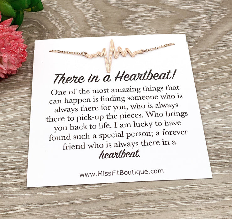 Heartbeat Necklace, Special Person Quote, Meaningful Necklace with Card, Sentimental Gift for Her, Uplifting Jewelry, Simple Reminder Gift