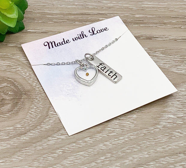 Mustard Seed Necklace, Hopeful Jewelry Gift, Faith Necklace, Christian Jewelry, Dainty Wish Necklace, Believe Necklace for Her