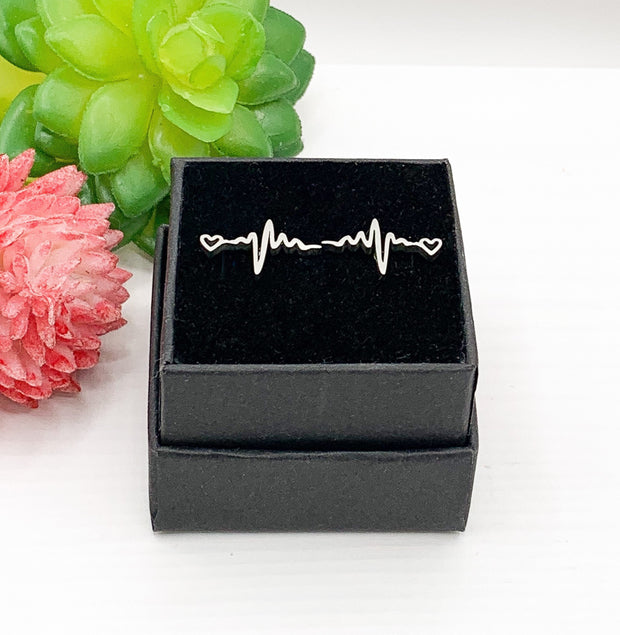 Heartbeat Stud Earrings, EKG Studs, Blended Family, Biology Gift, Medical Student Gift, Science Jewelry, Nurse Gift, Stocking Filler