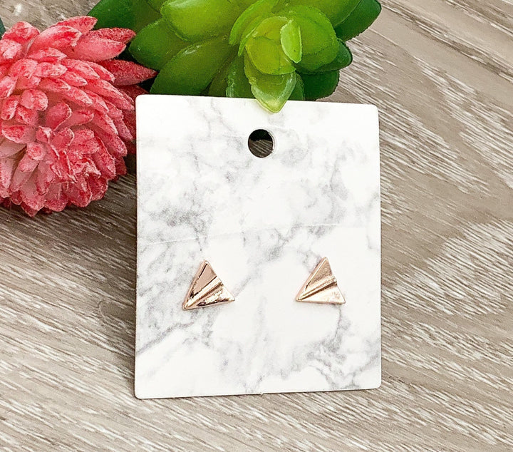 Tiny Paper Airplane Earrings, Plane Stud Earrings Rose Gold, Minimalist Jewelry, Gift for Traveler, Travel Gift, Cute Flight Attendant Gift