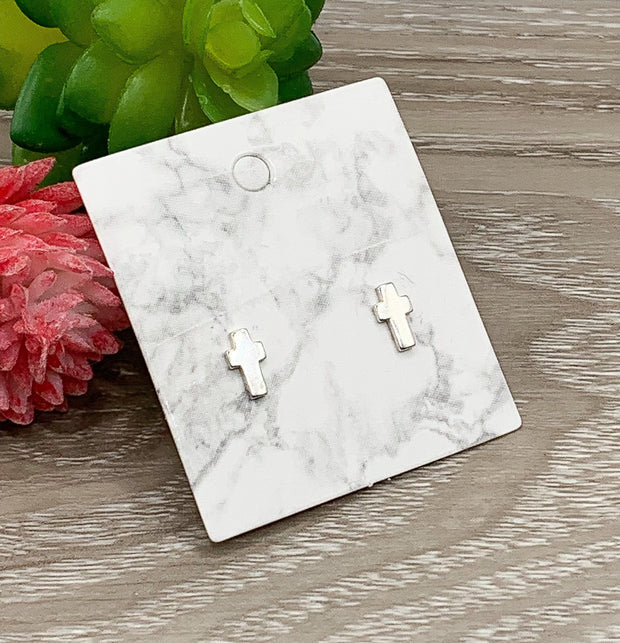 Tiny Cross Stud Earrings, Christian Jewelry, Sterling Silver Studs, First Communion, Gift for Goddaughter, Confirmation Gift, Godmother Gift