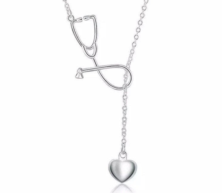 Collier stéthoscope avec pendentif cœur, bijou infirmière, collier médical, cadeau pour médecin, cadeau pour étudiant en médecine, cadeau pour jeune diplômé