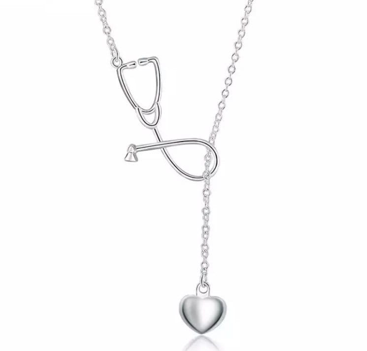 Collier stéthoscope en argent sterling, cadeau de remerciement pour une infirmière, bijou pour infirmière, cadeau de remerciement d'un patient, cadeau pour une étudiante en médecine