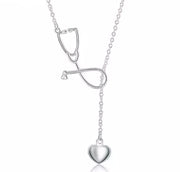 Stethoscope Necklace Sterling Silver, Nurse Appreciation, Nursing Jewelry Gift, Thank You Gift from Patient, Medical Student Gift for Her