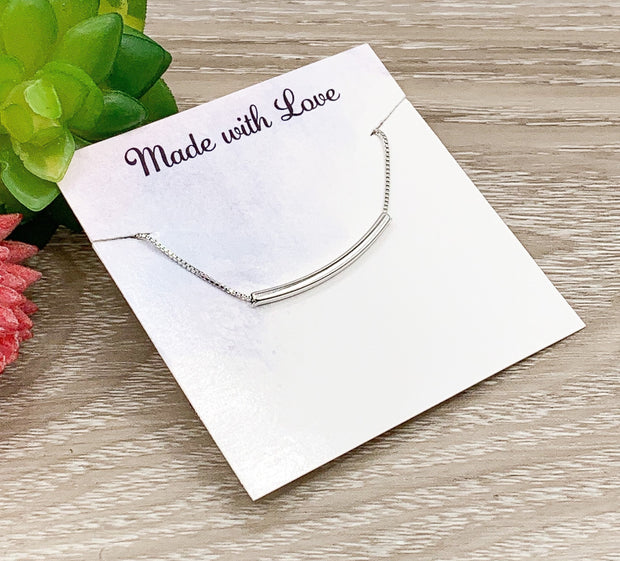 Sterling Silver Tube Necklace, Dainty Balance Tube Pendant, Minimalist Jewelry for Her, Simple Layering Necklace, Gift for Friend