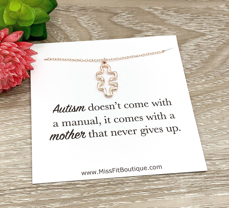 Motherhood Necklace, Autism Awareness Gift, Puzzle Necklace for Mother, Autism Parent Gift, Gift for Mom with Child on Spectrum