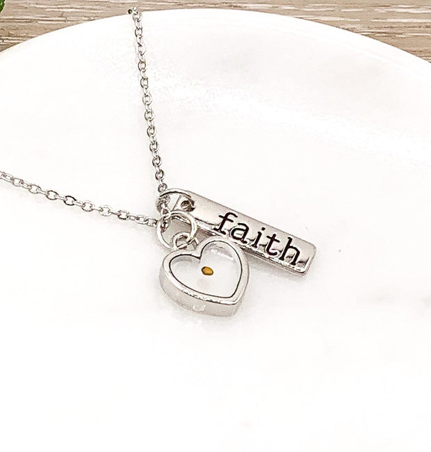 Mustard Seed Necklace, Hopeful Jewelry Gift, Faith Necklace, Christian Jewelry, Dainty Wish Necklace, Believe Necklace for Her