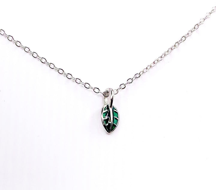 Tiny Green Leaf Necklace, Turning Over a New Leaf Card, Sterling Silver, New Beginning Gift, Fresh Start Gift, Nature Lover Gift, Friendship