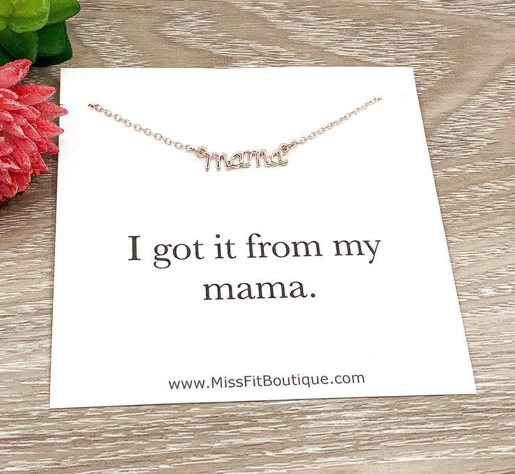 Dainty Mama Necklace, Got It From My Mama Card, Gift from Daughter, Mother’s Day Jewelry, Mom Gift from Kids, Mama Christmas for Her