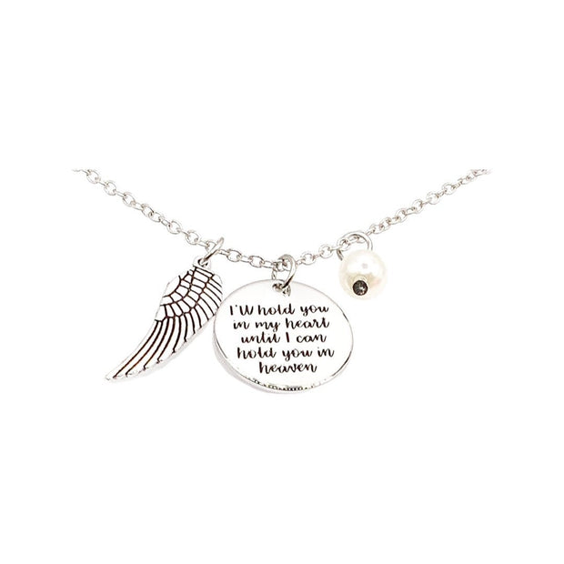 Memorial Necklace, I’ll Hold You In My Heart Until I can Hold You in Heaven Quote, Remembrance Gift for Women, Grieving Daughter Gift, Loss