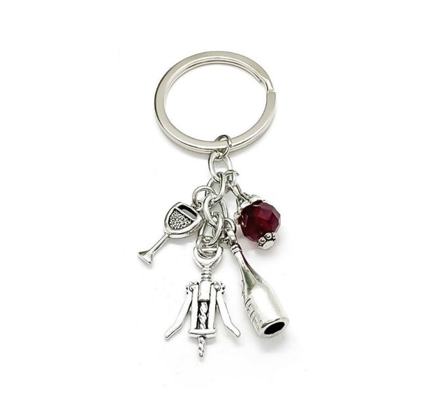 Wine Keychain, Red Wine Charm, Winery Keychain, Wine Bottle Charm, Gift for Her, Wine Lover Gift, Gift for Friend, Secret Santa Gift