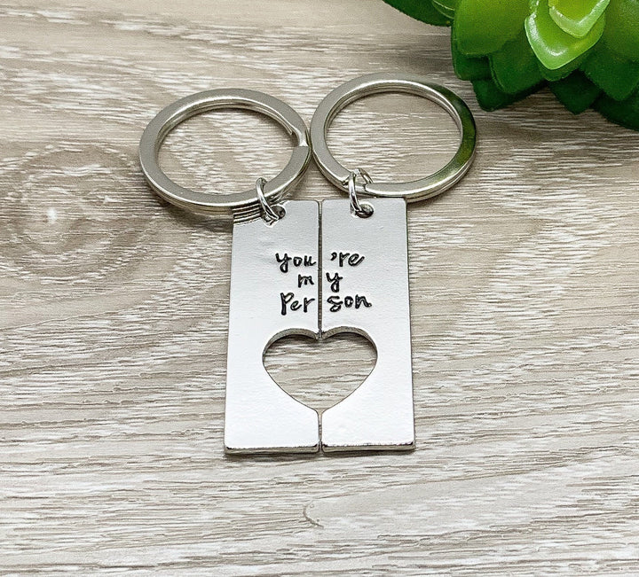 You’re My Person Matching Keychain Set for 2, Interlocking Heart Keychains, Personalized Friendship Gifts, Gift for Girlfriend, Sister Gift