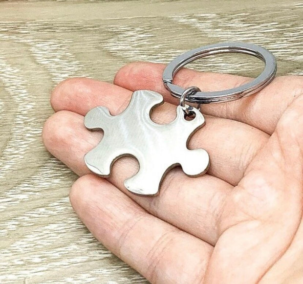 Missing Piece Keychain Set for 2, Puzzle Key Rings, Best Friend Keychains, You Fit Me Perfectly, Friendship Gifts, Gift for BFF, Wife Gift