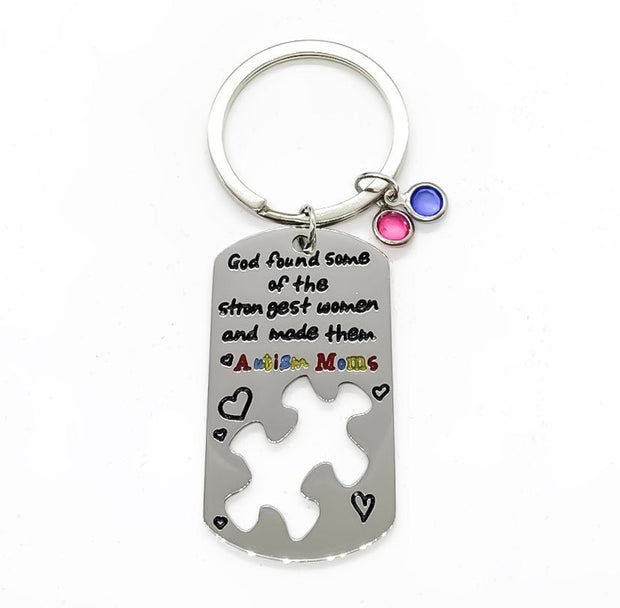 Autism Awareness Gift, Autistic Mother Keychain, Gift from Child, Jigsaw Puzzle Pendant, Mother Gift, Holiday Gift for Mom, Birthday Gift