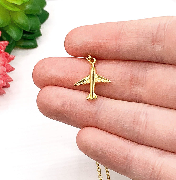 Tiny Airplane Necklace, Change The World Card, Dainty Plane Pendant, Cute Gift for Traveler, Minimalist Necklace, Travel Jewelry, Daughter