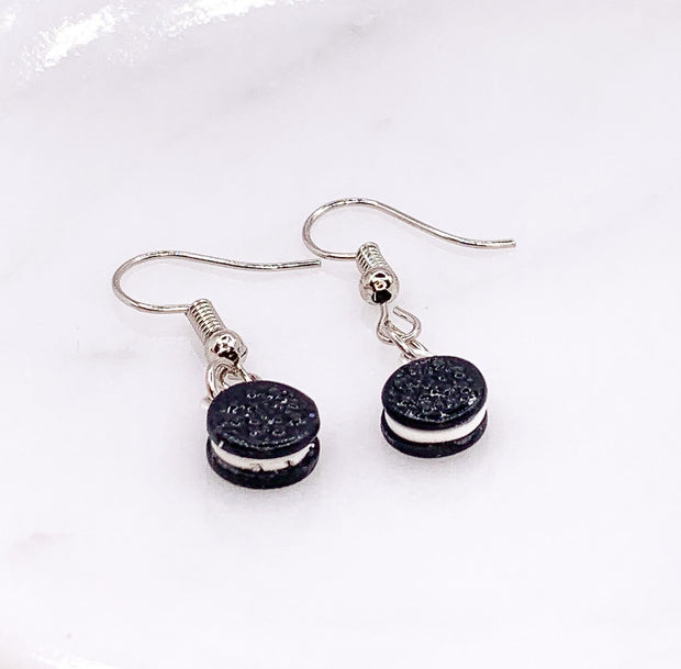 Cookie Jewelry, Tiny Sandwich Cookie Earrings, Cookies and Cream Jewelry for Her, Gift for Cookie Lover, Tiny Oreo Earrings, Sweet Tooth