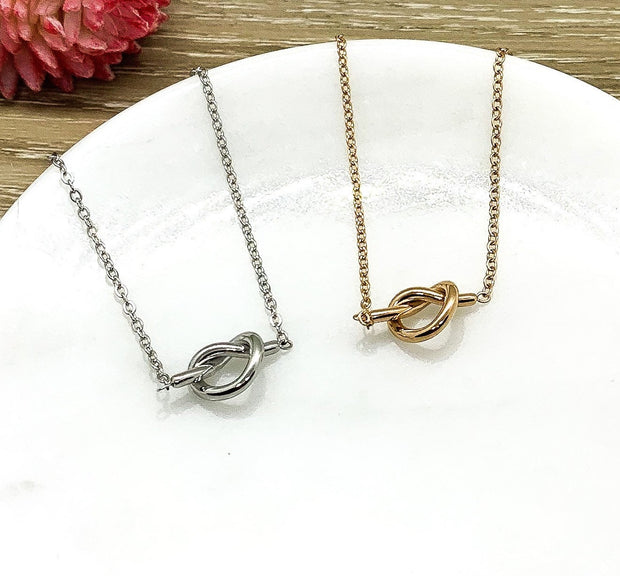 Simple Knot Necklace, Tie the Knot Pendant, Bridesmaid Necklace, Knotted Jewelry, Eternity Necklace, Friendship Necklace, Love Knot Pendant