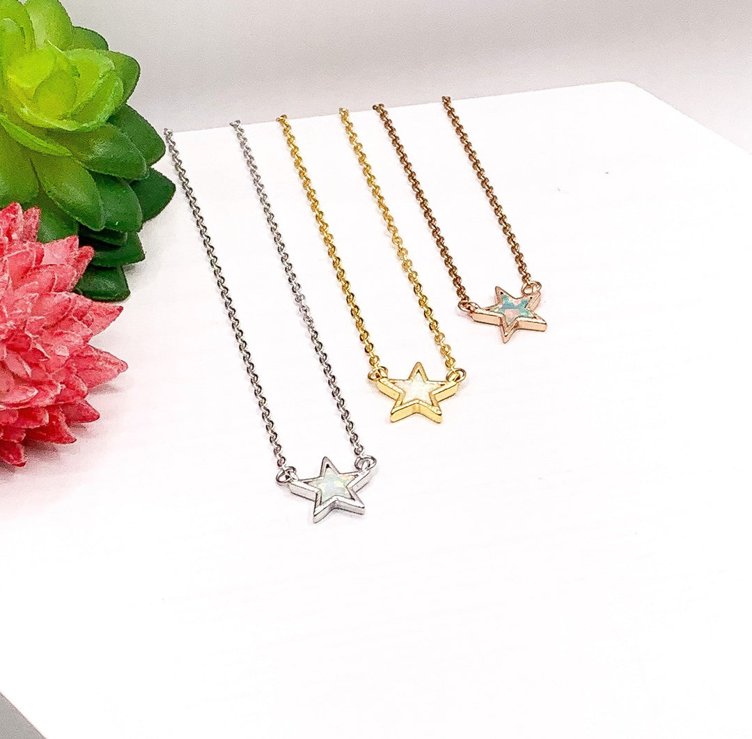 Collier étoile en opale fine, pendentif étoile délicat, collier à plusieurs rangs en or rose, bijou minimaliste, collier délicat pour femme, cadeau idéal pour les fêtes