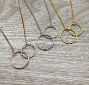 Therapist Thank You Gift, Interlocking Circles Necklace, Circular Pendant, Linked Circles Necklace, Gift for Therapist, Appreciation