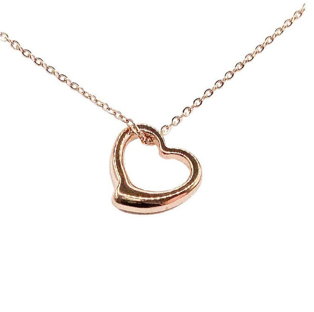 Heart Necklace Rose Gold, Minimal Heart Necklace, Dainty Heart Pendant, Loving Mom Gift, Little Heart Necklace, Birthday Gift for Her