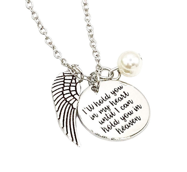 Memorial Necklace, I’ll Hold You In My Heart Until I can Hold You in Heaven Quote, Remembrance Gift for Women, Grieving Daughter Gift, Loss