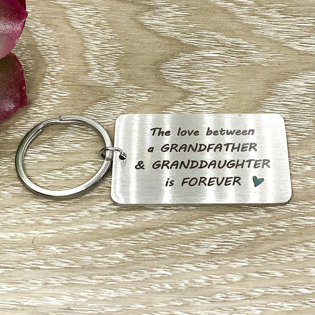 L'amour entre un grand-père et sa petite-fille est éternel. Porte-clés Papi, cadeau de sa petite-fille, cadeau d'anniversaire pour grand-père.