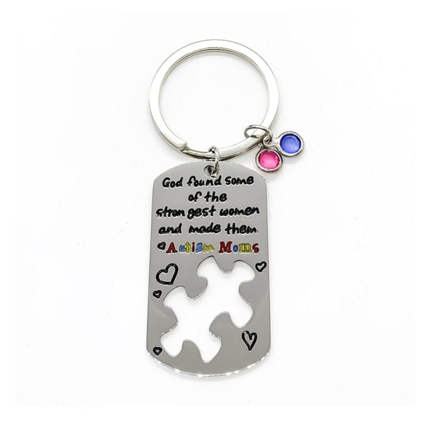 Autism Awareness Gift, Autistic Mother Keychain, Gift from Child, Jigsaw Puzzle Pendant, Mother Gift, Holiday Gift for Mom, Birthday Gift