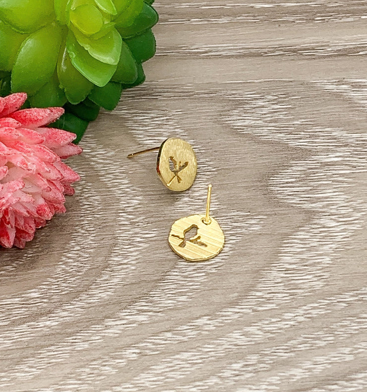 Bird Stud Earrings, Bird on a Branch, Animal Earrings, Birdie Jewelry, Minimal Stud Earrings, Bird Lover Gift, Summer Jewelry, Boho Earrings