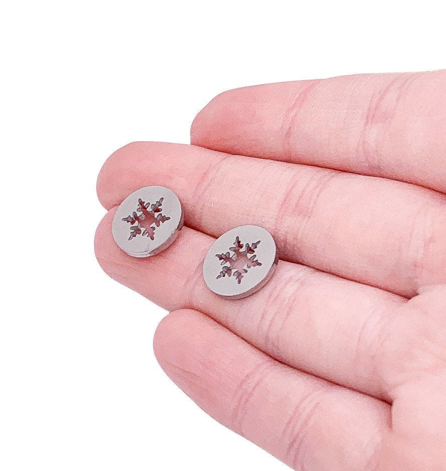 Snowflake Earrings, Snow Stud Earrings, Winter Jewelry, Christmas Gift for Her, Winter Wonderland, Cute Stocking Stuffer, Secret Santa Gift