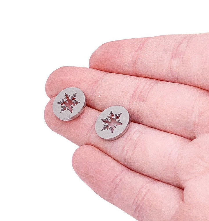 Snowflake Earrings, Snow Stud Earrings, Winter Jewelry, Christmas Gift for Her, Winter Wonderland, Cute Stocking Stuffer, Secret Santa Gift