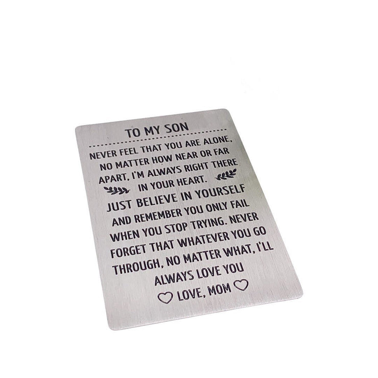 To My Son Wallet Card, Gift from Mom, Stainless Steel, Graduation Gift, Gift for Son, Birthday Gift, Love Mom, Loving Son Gift, Gift for Him