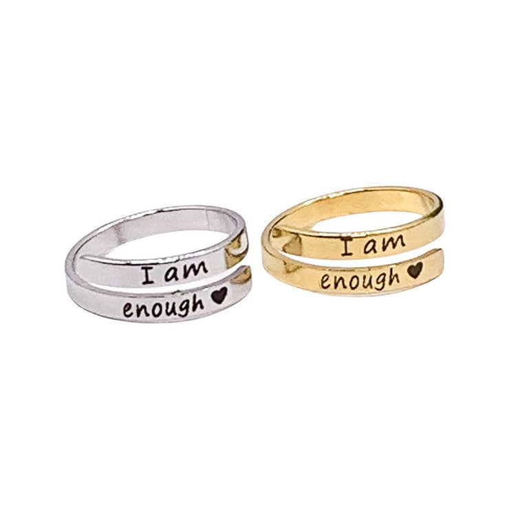 I Am Enough Wrap Ring, Motivational Jewelry, Uplifting Jewelry, Midi Ring, Meaningful Gift, Statement Ring, Gift for Friend, Self Love