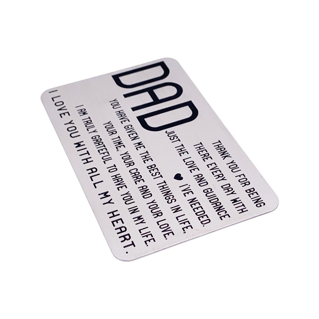 Dad Wallet Card, Gift from Son, Stainless Steel, Gift for Father, Birthday Gift, Simple Reminder, I Love You Dad Gift, Father’s Day Gift