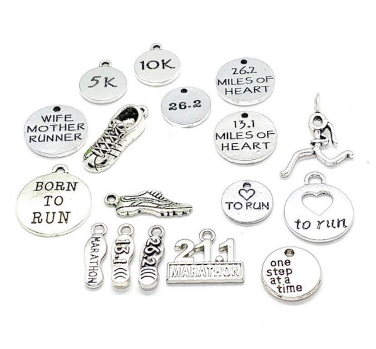 Running Charms, Running Shoe, Gift for Runner, Fitness Charms, 5K, 10K, Marathon, Born to Run, Running Girl, Gift for Her, Race, Christmas