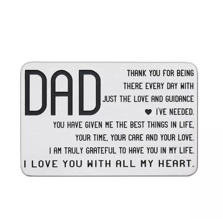 Dad Wallet Card, Gift from Son, Stainless Steel, Gift for Father from Kids, Dad Birthday Gift, I Love You Dad Gift, Father’s Day Gift