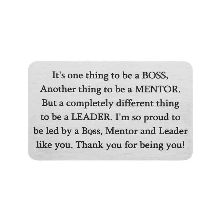 Boss Wallet Card, Gift for Boss, Work Mentor Gift, Retirement Gift, Boss Christmas Gift, Moving Away Gift, Gift from Employee, Employer Gift