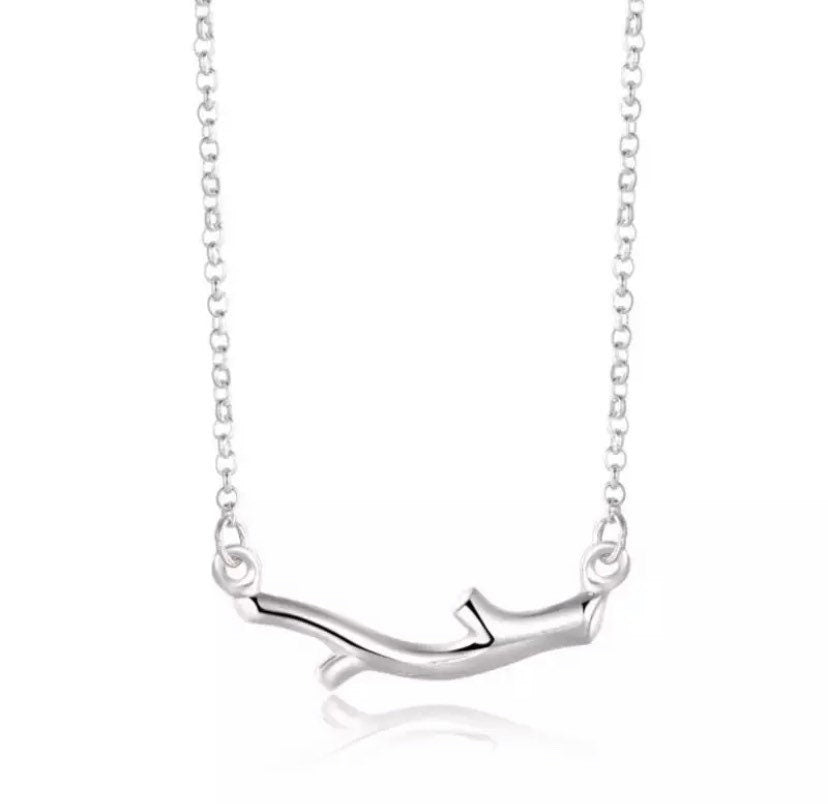 Collier délicat en forme de branche, bijou en argent sterling, collier nature, bijou minimaliste, cadeau forêt, collier boisé, collier pendentif barre