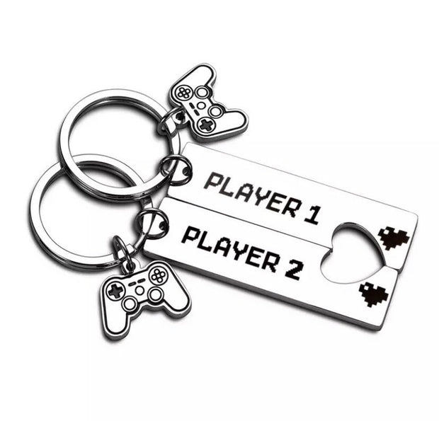 Matching Gaming Keychains, Player 1 Keychain Set for 2, Couples’ Keychains, Personalized Friendship Keychains, BFF Gift, Squad Gift