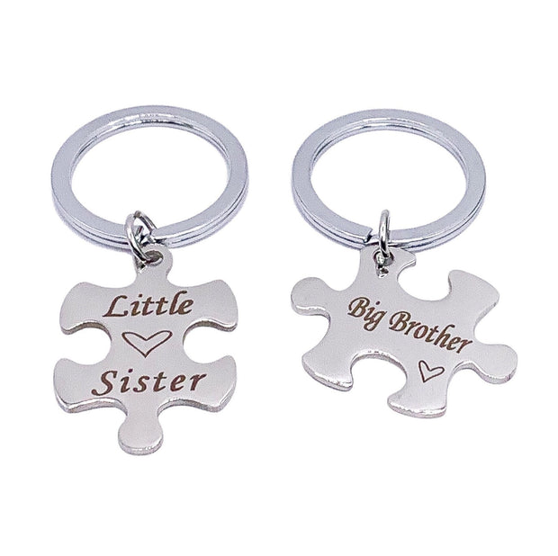 Brother Sister Matching Keychains, Jigsaw Puzzle Interlocking Keychain Set for 2, Little Sister Gift, Big Brother Keychain, Family Keyrings