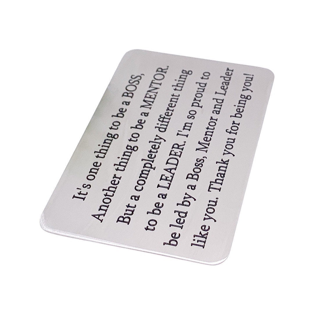 Boss Wallet Card, Gift for Boss, Work Mentor Gift, Retirement Gift, Boss Christmas Gift, Moving Away Gift, Gift from Employee, Employer Gift
