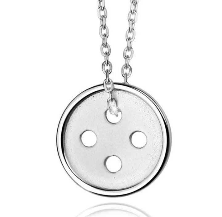 Simple Button Necklace, Sewing Necklace, Sterling Silver Jewelry, Gift for Granddaughter, Seamstress Necklace, Grandmother Necklace