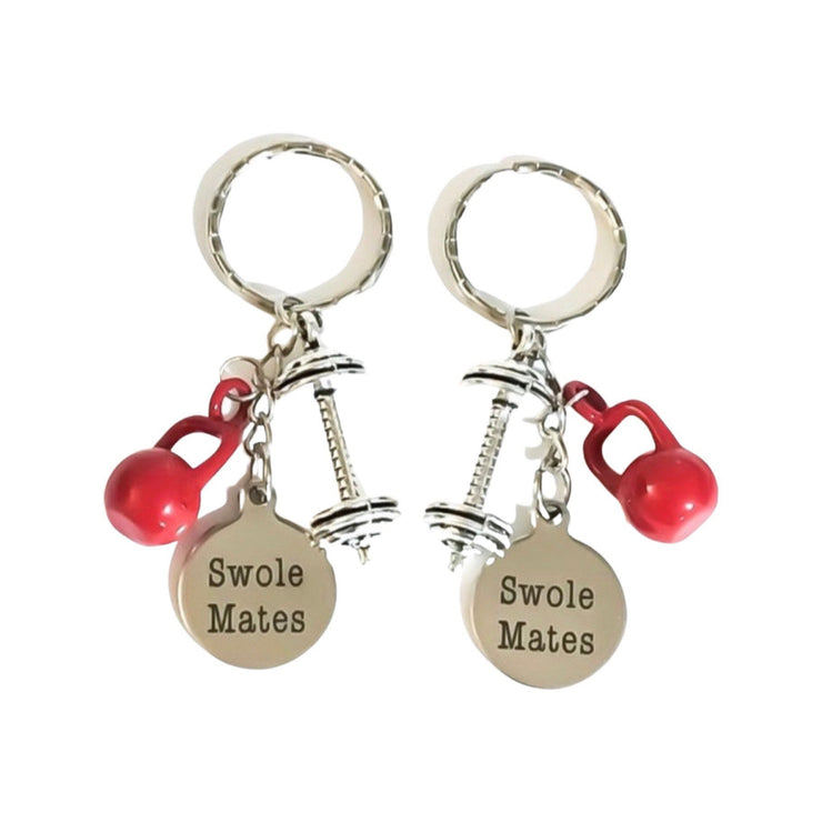 Swole Mates Gift, Fitness Keychain Set for 2, Matching Friendship Keychains, Workout Accessories, Fitness Friends Gift, Gym Key Ring