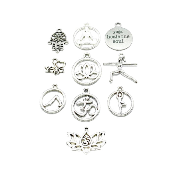 Yoga Charms, Fitness Charms, Yogi, Namaste, OHM, Yoga Pose Charms, Lotus Flower Charm, Hamsa Hand Charm, Soulful Gift, Meditation, Spiritual