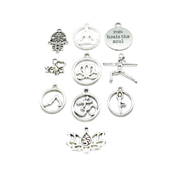 Yoga Charms, Fitness Charms, Yogi, Namaste, OHM, Yoga Pose Charms, Lotus Flower Charm, Hamsa Hand Charm, Soulful Gift, Meditation, Spiritual