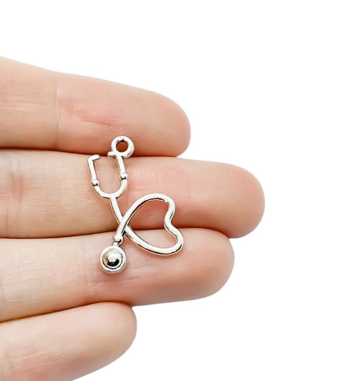 1 Heart Shaped Stethoscope Charm, Individual Charms, Medical Charms, Nursing Charm, Doctor Charms, Nursing Student Charms, Nurse Gift, DIY